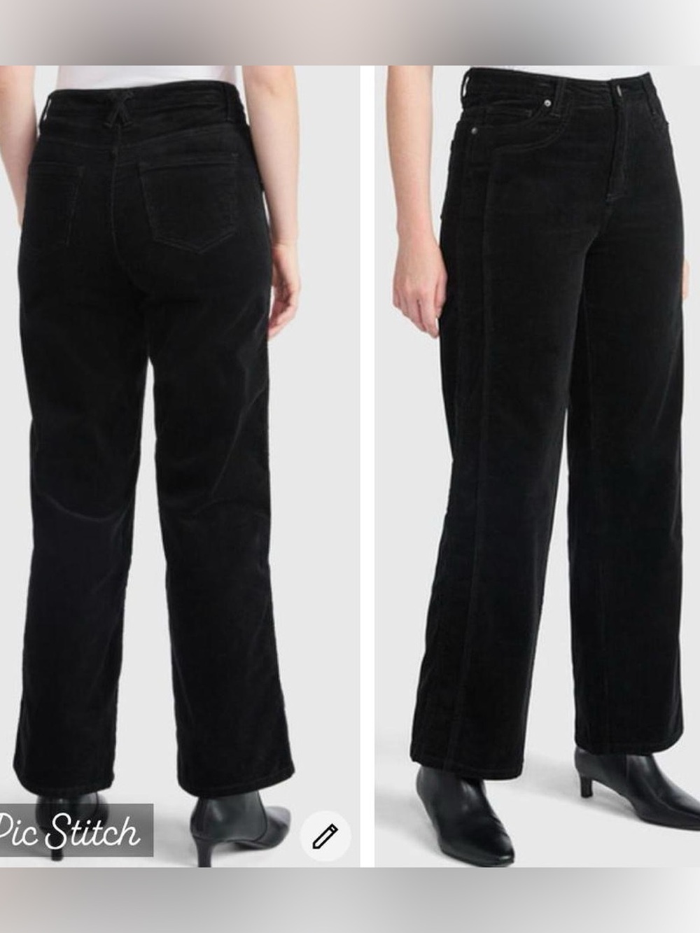 Time and Tru Black Wide-Leg Corduroy Jeans